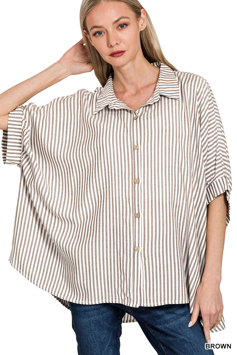 Zenana Oversized Stripe Top