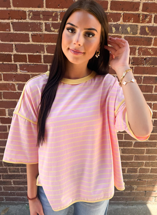Pink/Yellow Relaxed Fit Tee