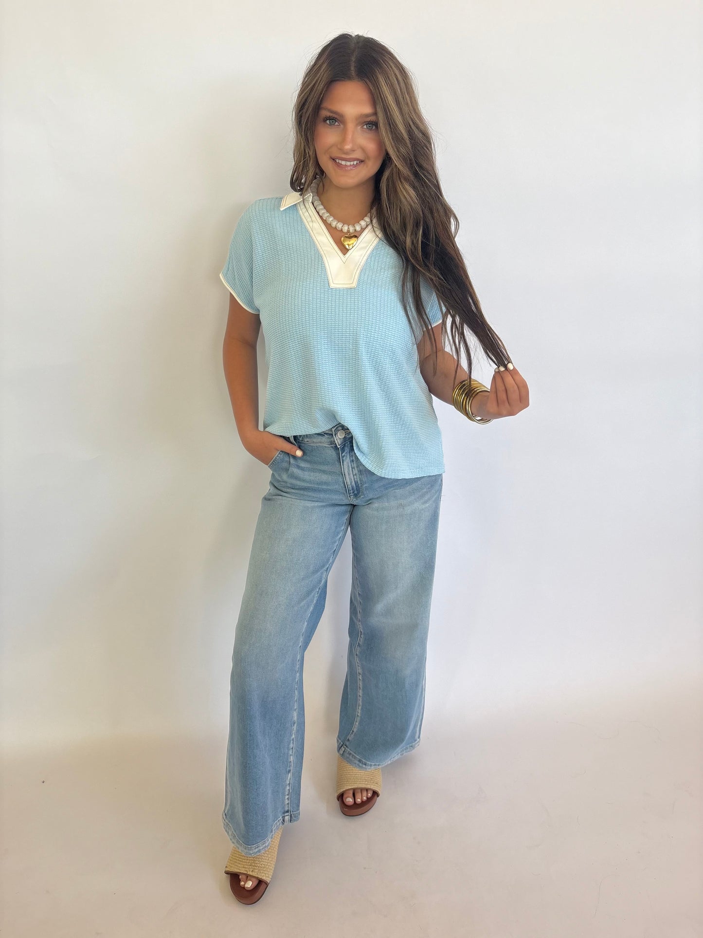 Gigio V-Neck-Sky Blue