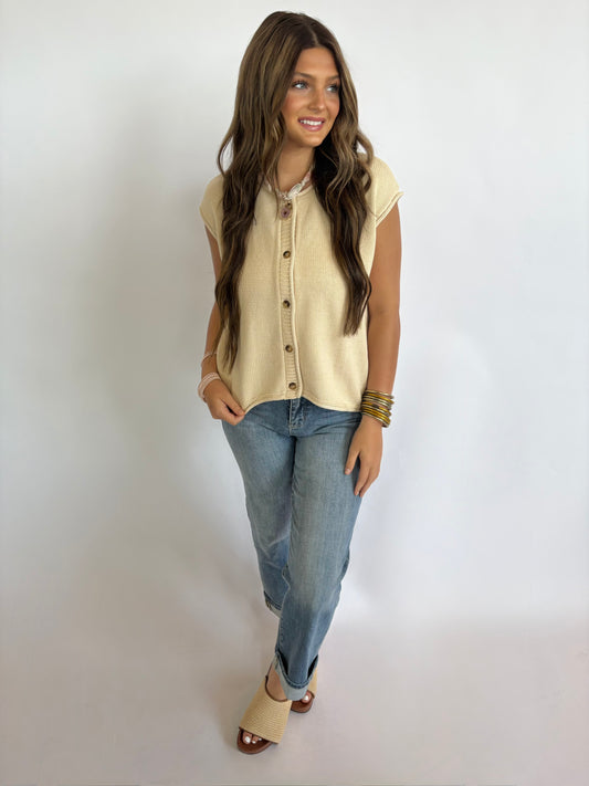 Raw Edge Button Up-Oatmeal