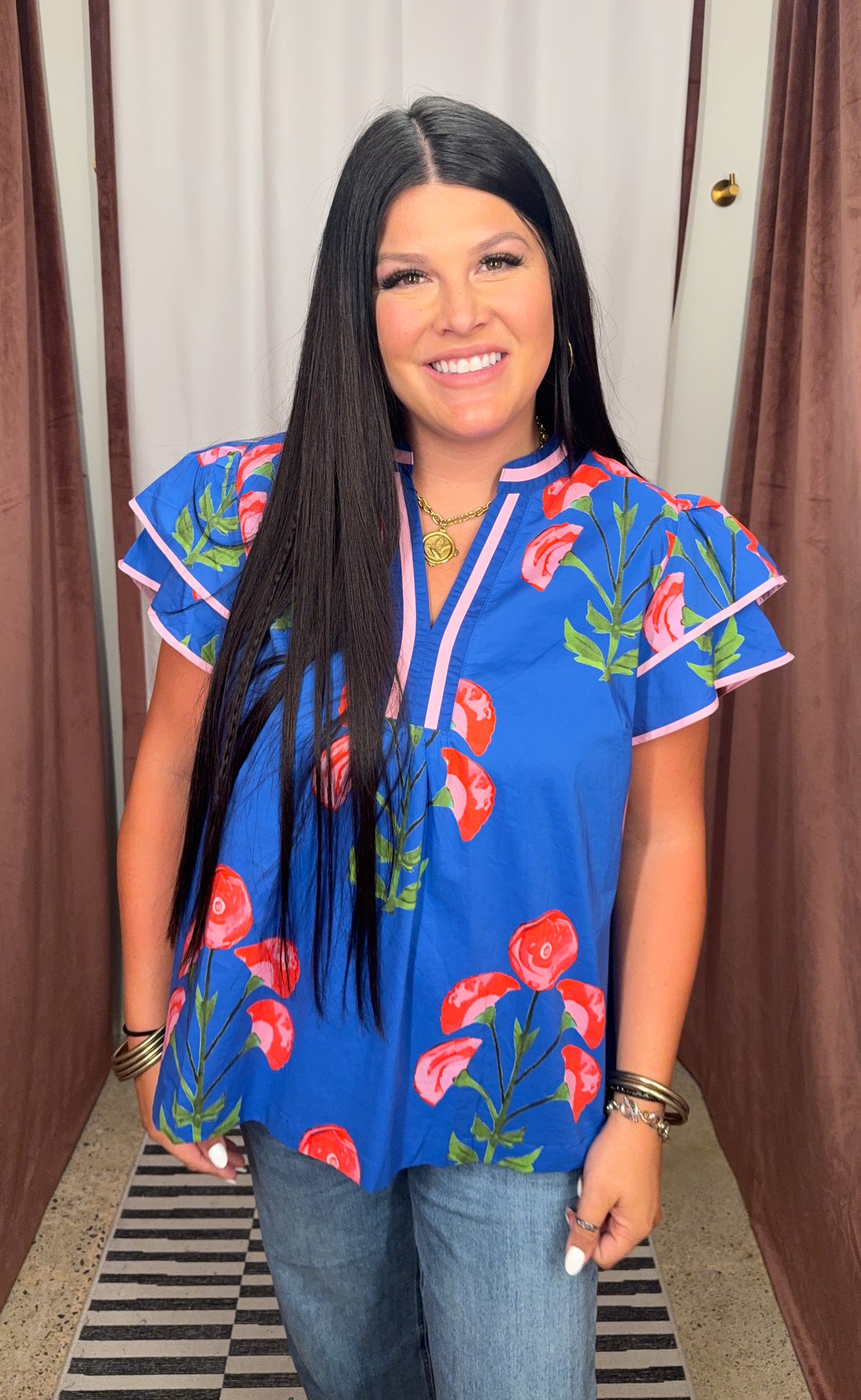 Plus Blue Floral Top
