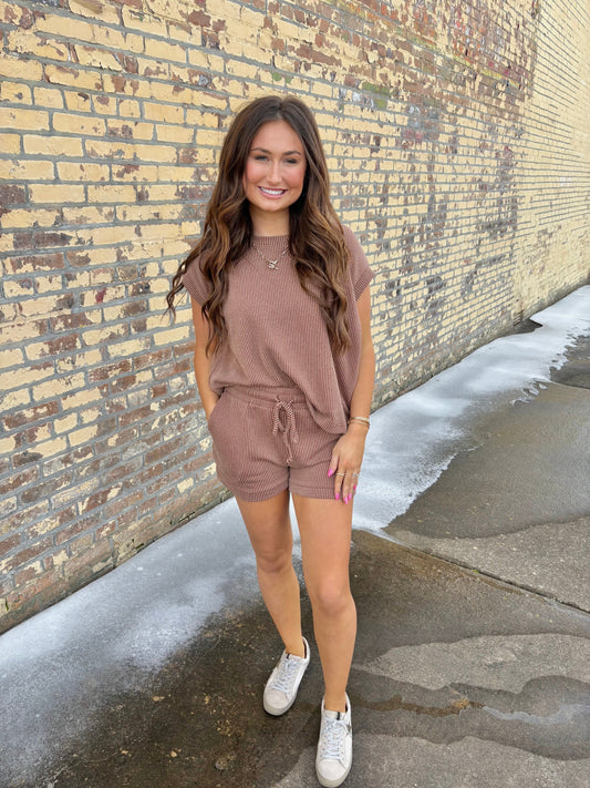 Zenana Cap Sleeve Set-Brown