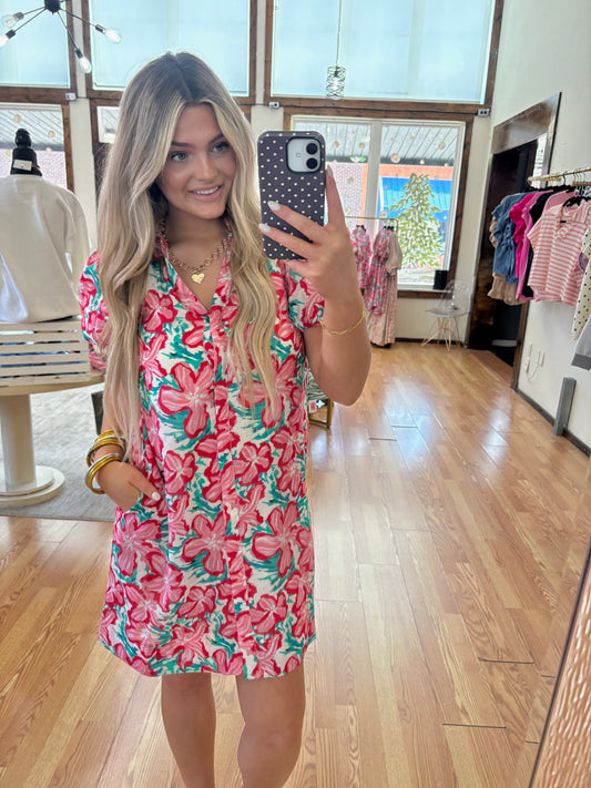 V-neck Button Down Dress