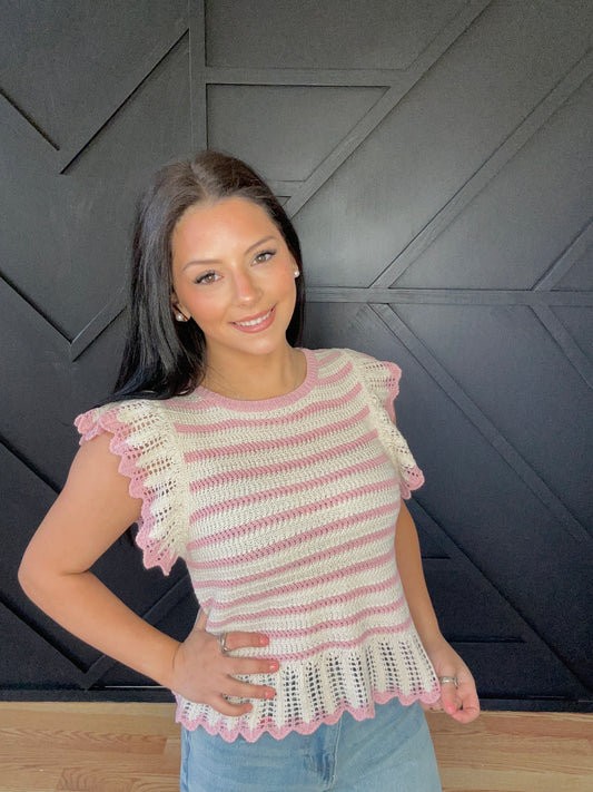 Ruffle Blush Knit Top