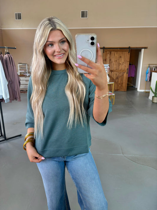 Scuba 3/4 Sleeve - Ash Jade