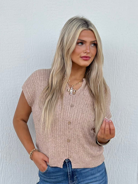 Button Down Knit Sweater(Tan)