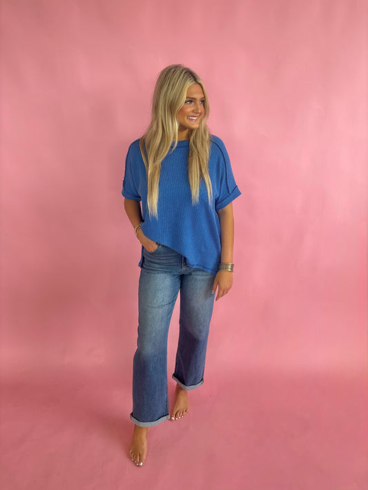 Zenana Rib Top - Blue