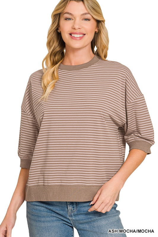 Stripe Banded Top-Mocha