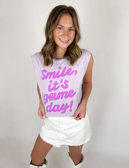 Purple Smile Game Day Tee