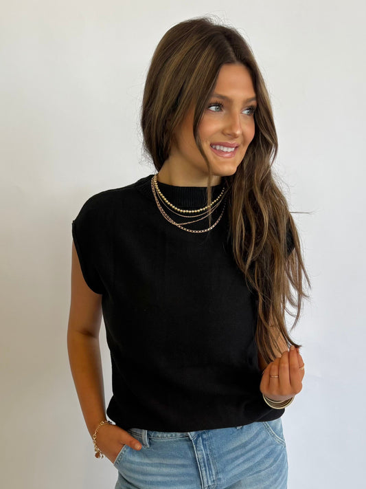 Center Seam Sweater-Black