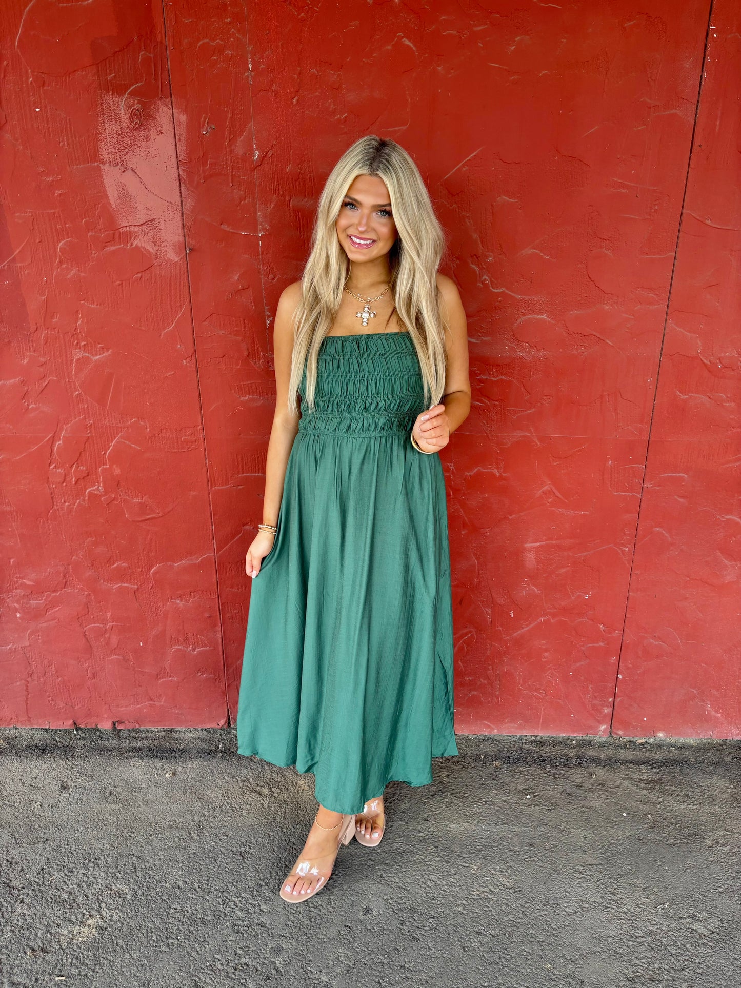 Spaghetti Strap Midi(Green)