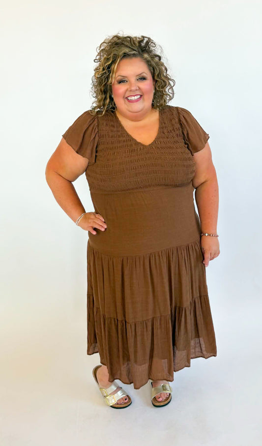 Plus Flutter Sleeve Dress