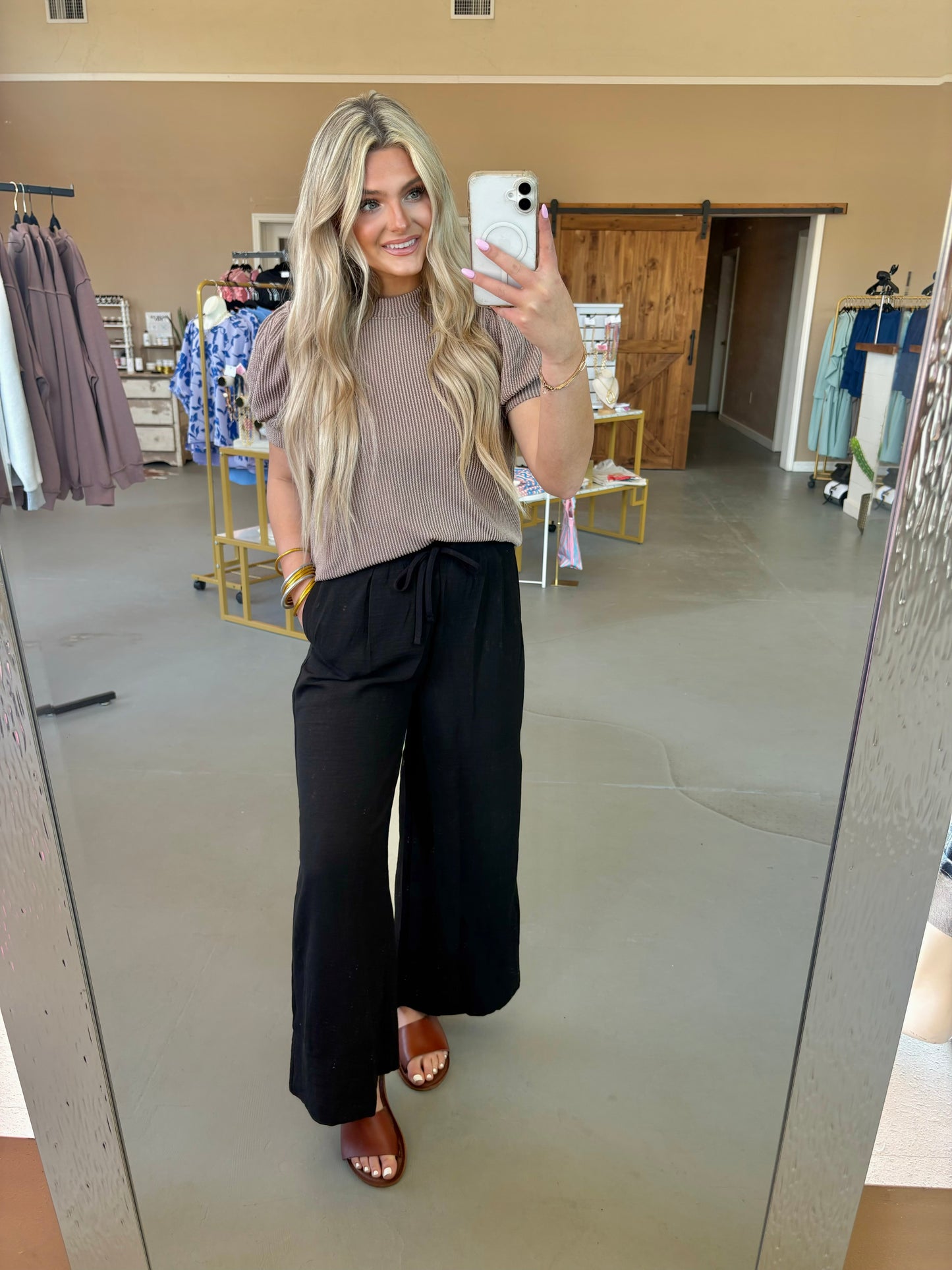 Puffy Sleeve Top - Mocha