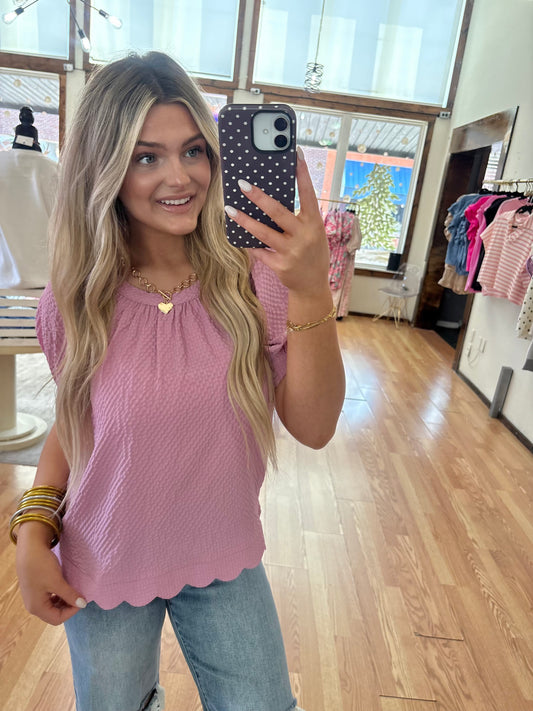 Textured Round Neck Top