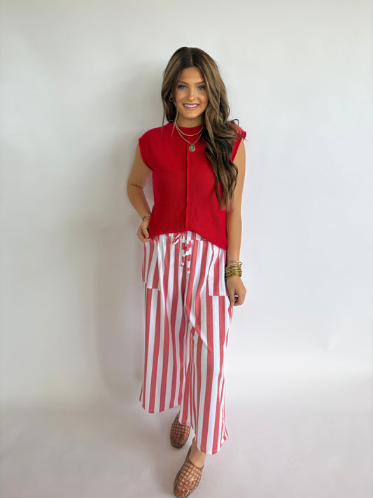 Red/Ivory Stripe Pant