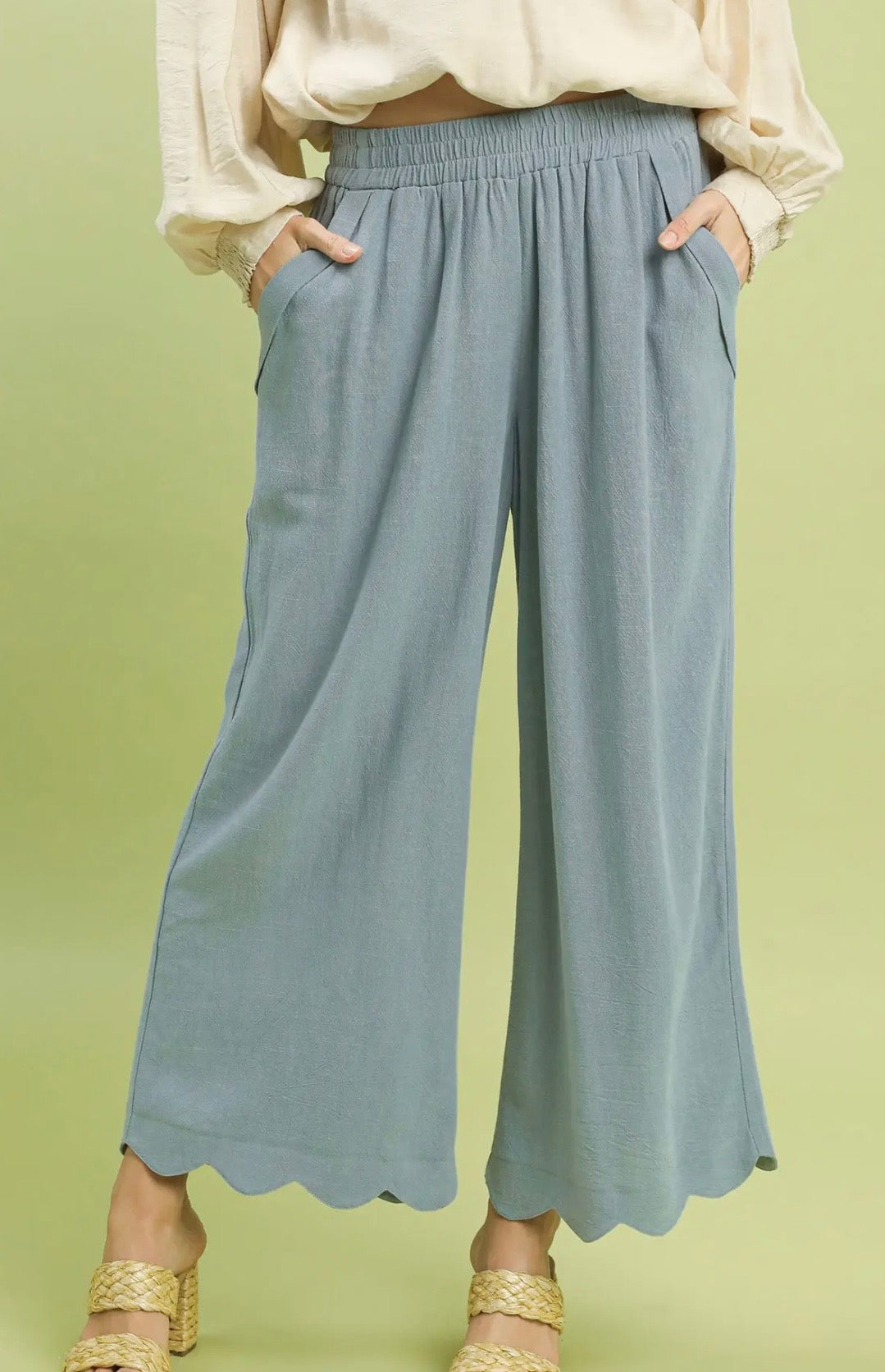 Umgee Linen Scallop Pant