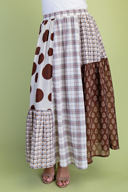 Mixed Brown Pattern Skirt