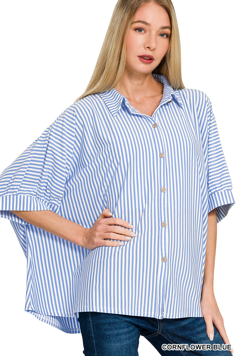Oversized Zenana Top-Light Blue