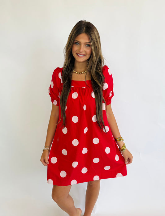 Game Day Red Polka Dot Dress