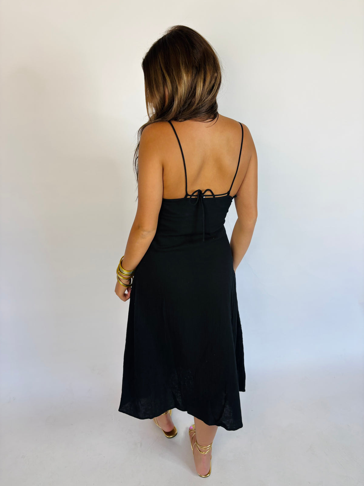 Long Black Spaghetti Strap Dress