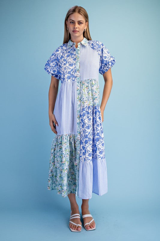 Gigio Mixed Floral Tier Dress