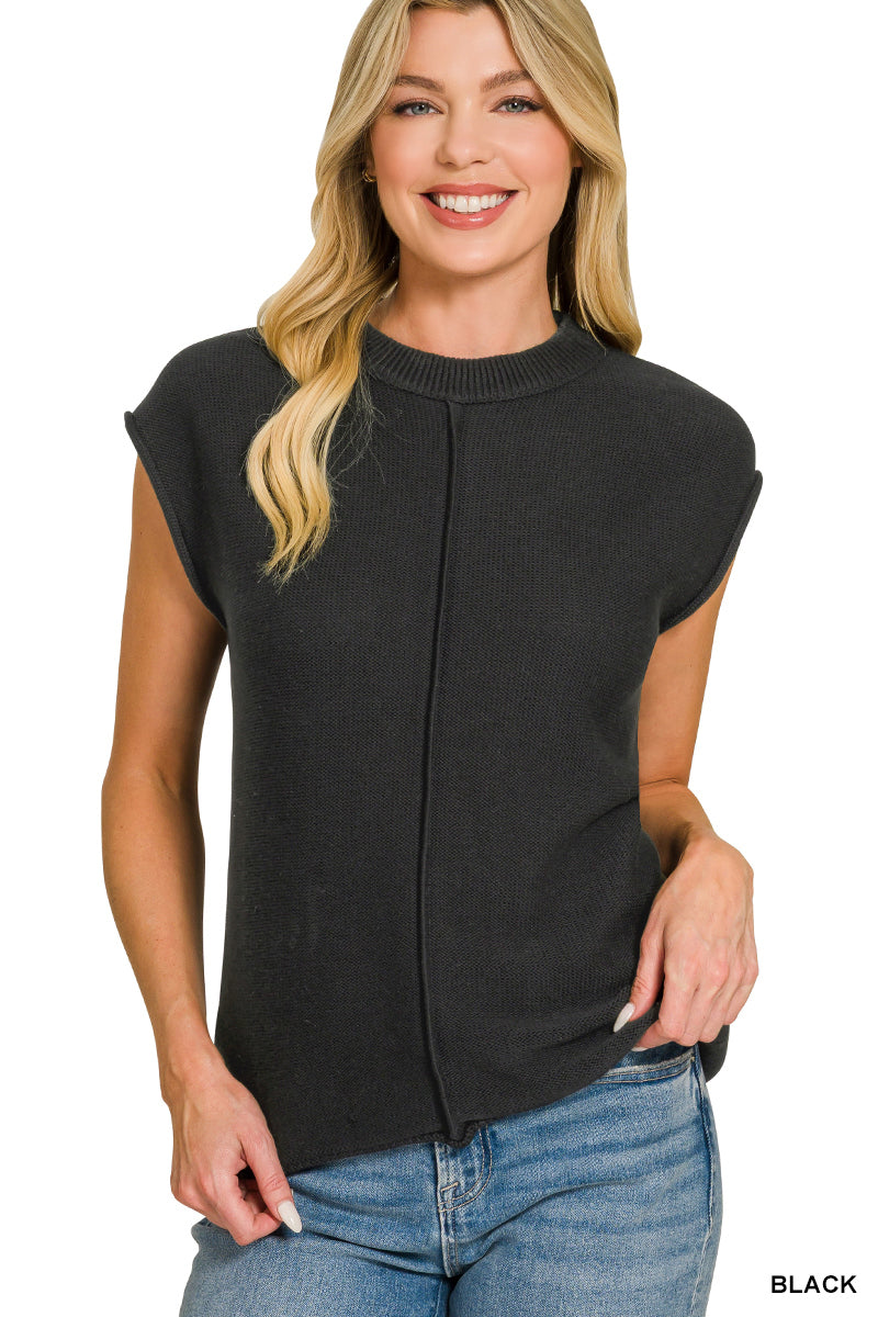 Center Seam Sweater-Black