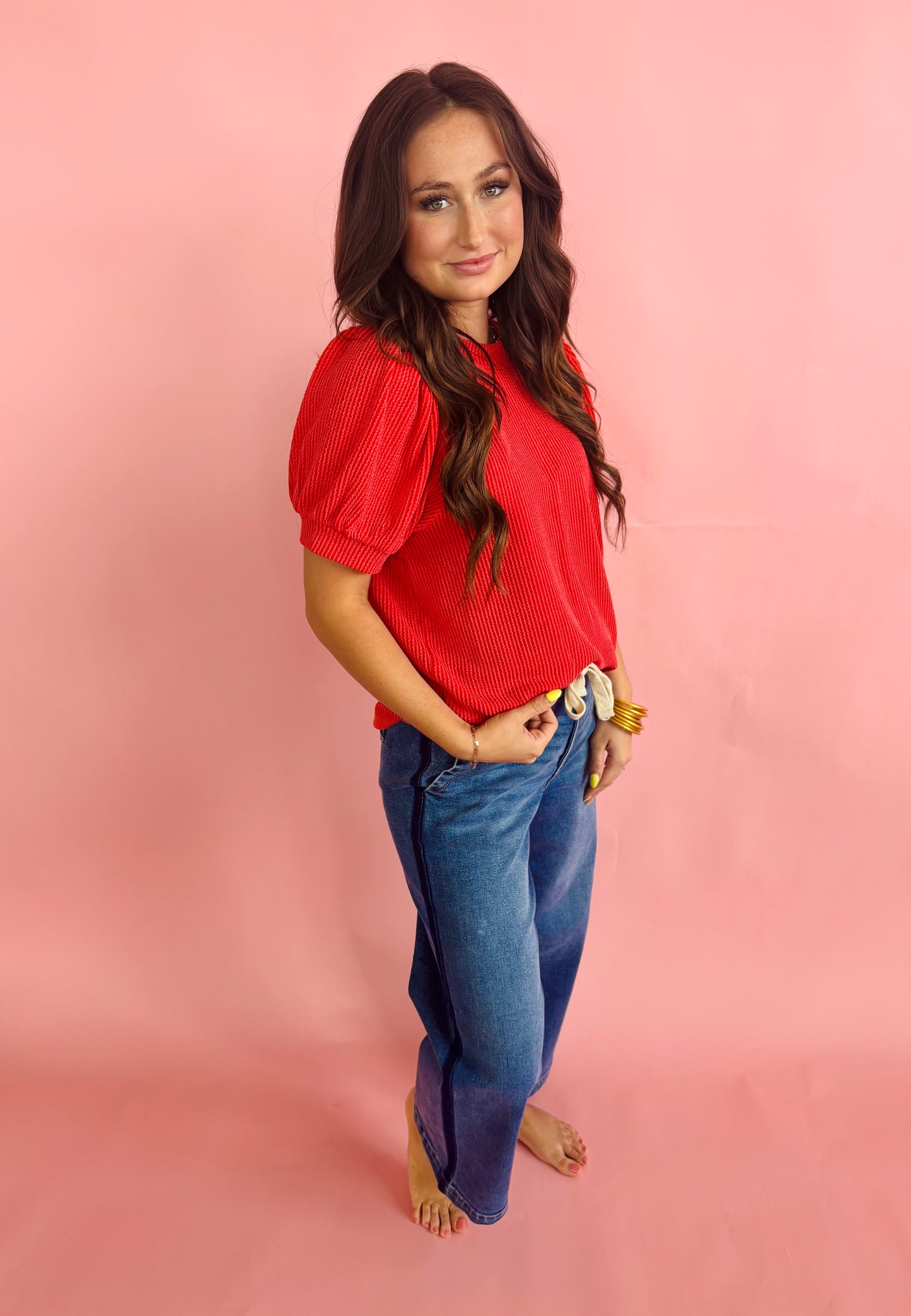 Puffy Sleeve Top - Ruby