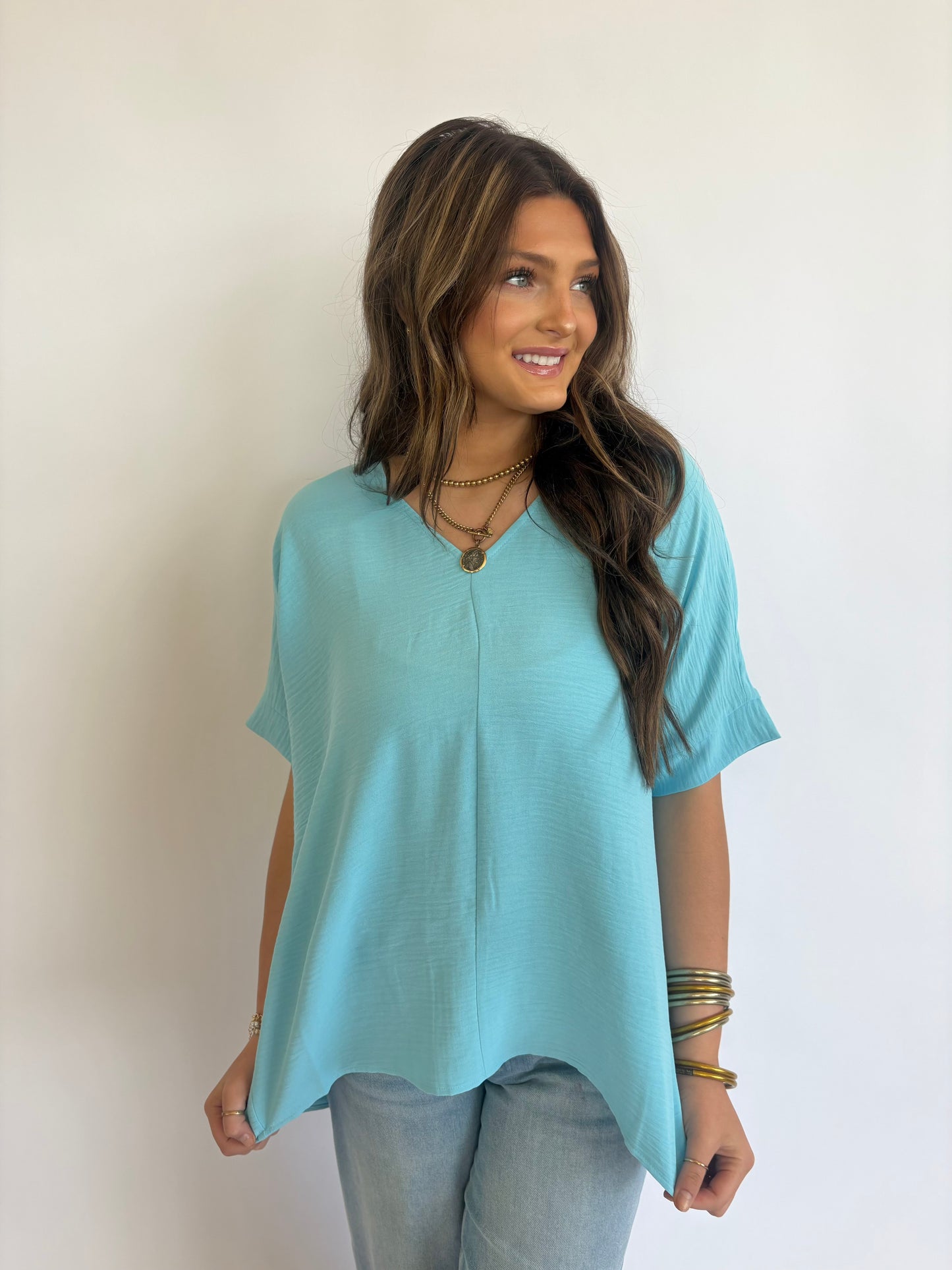 Woven Airflow Top - Sky Blue