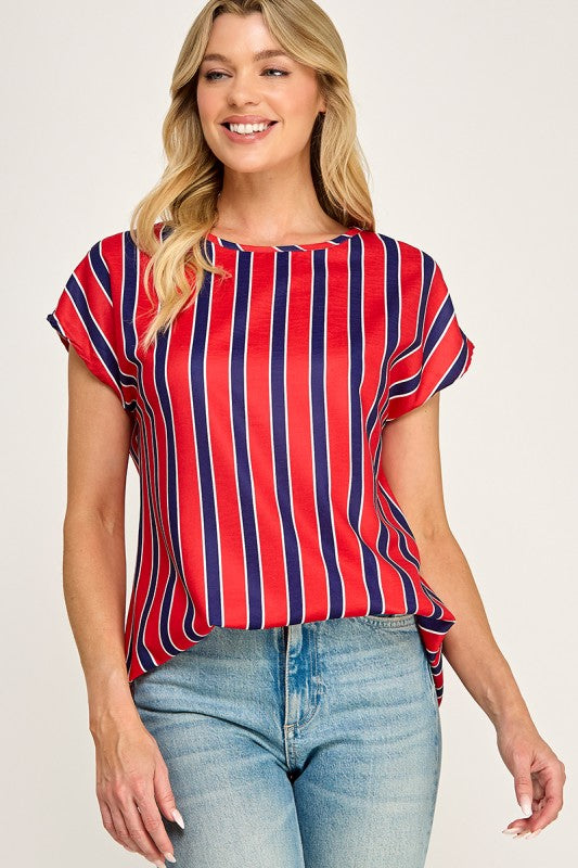 Stripe Top-Red