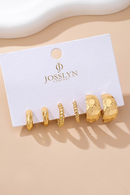 Gold Crescent Earring Set