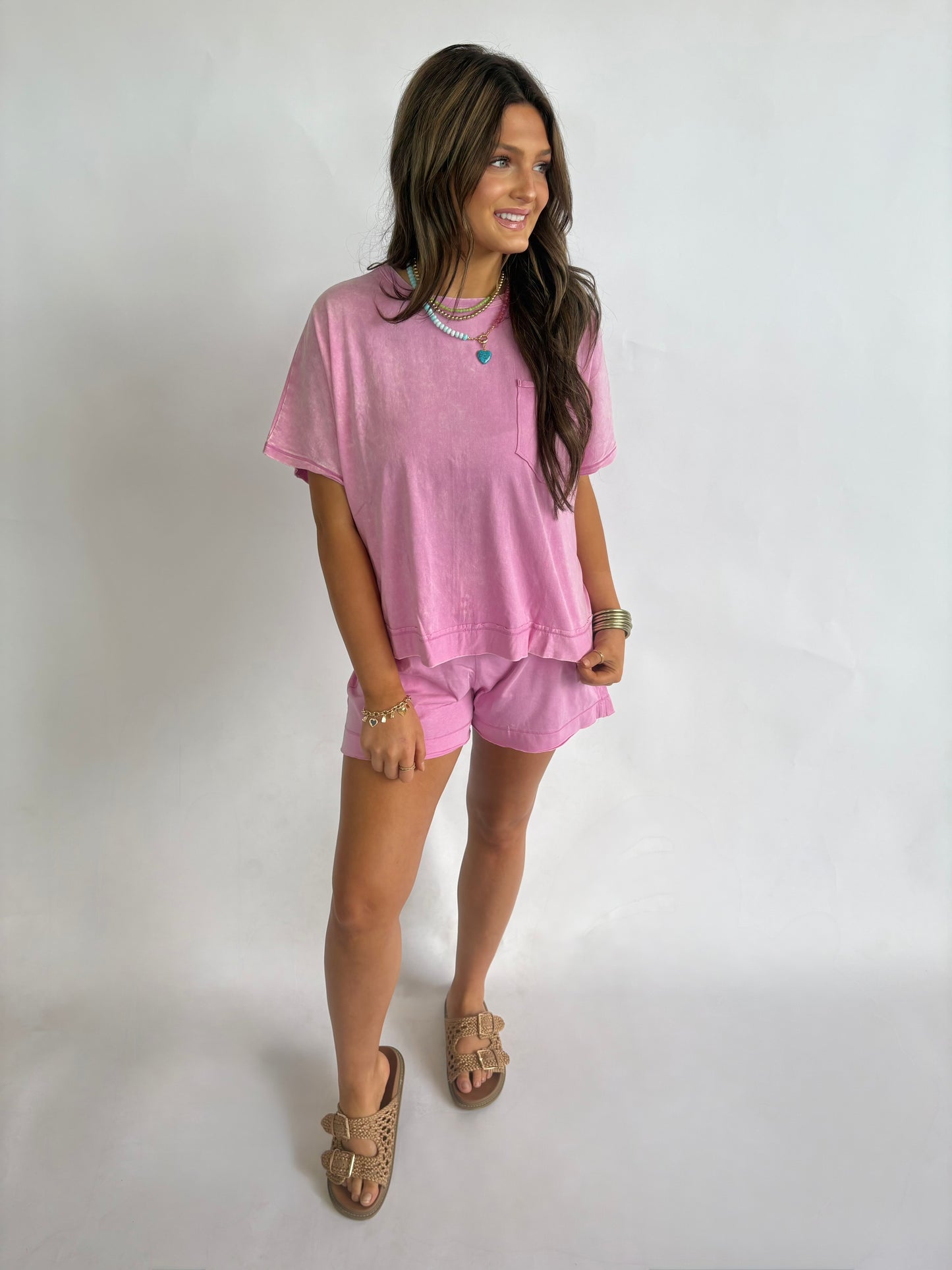 Acid Wash Oversized Set-Mauve