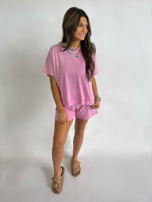 Acid Wash Oversized Set-Mauve