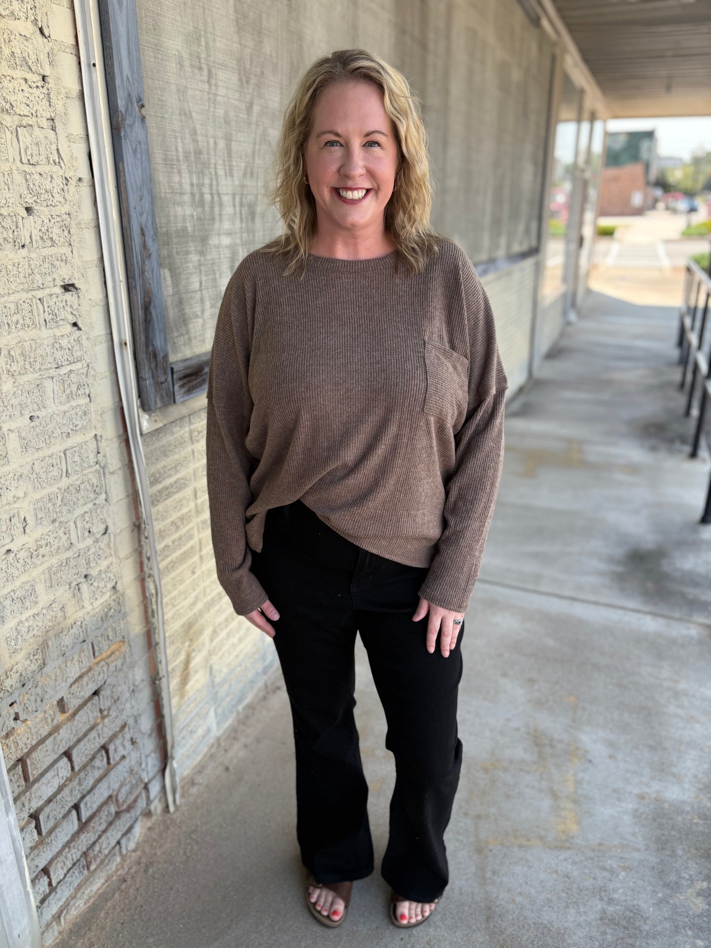 Plus Brown Pocket Top