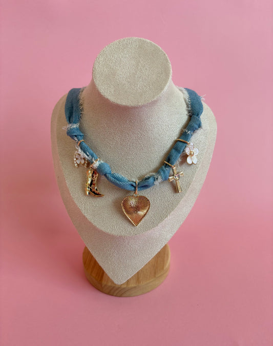 Denim Charm Necklace