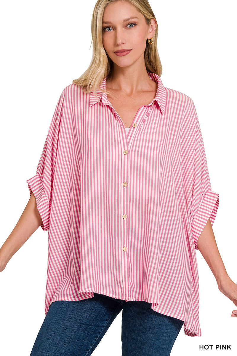 Zenana Oversized Stripe Top