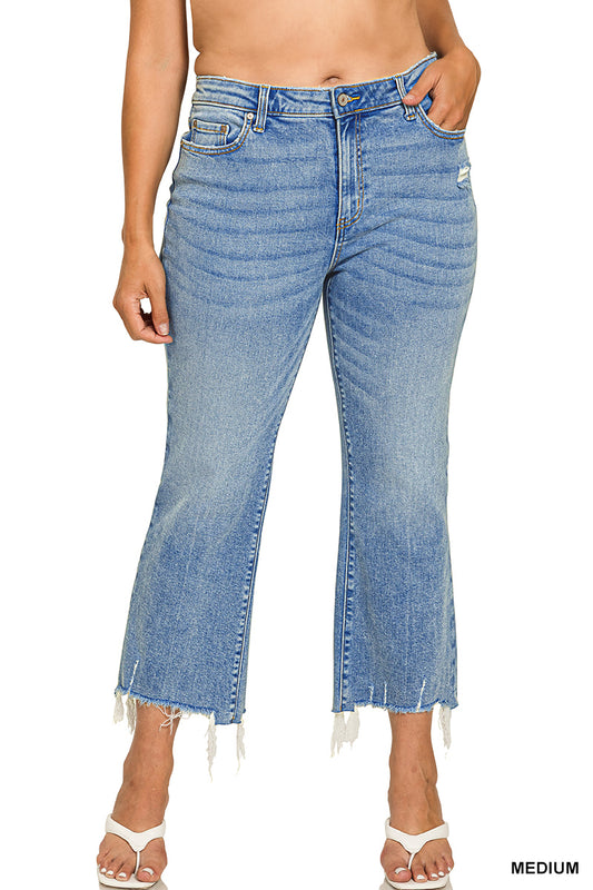 Plus Raw Hem Jean - Light Wash