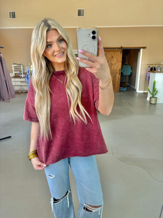 French Terry Tee - Cabernet