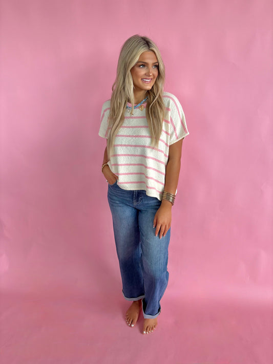 Stripe Sweater Shirt - Pink