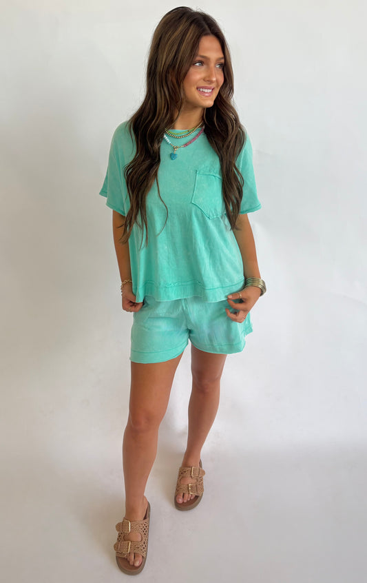 Acid Wash Oversized Set-Mint