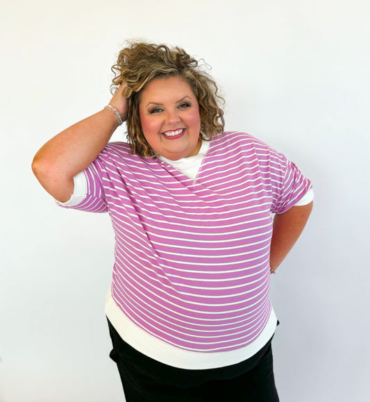 Plus Banded Top-Mauve