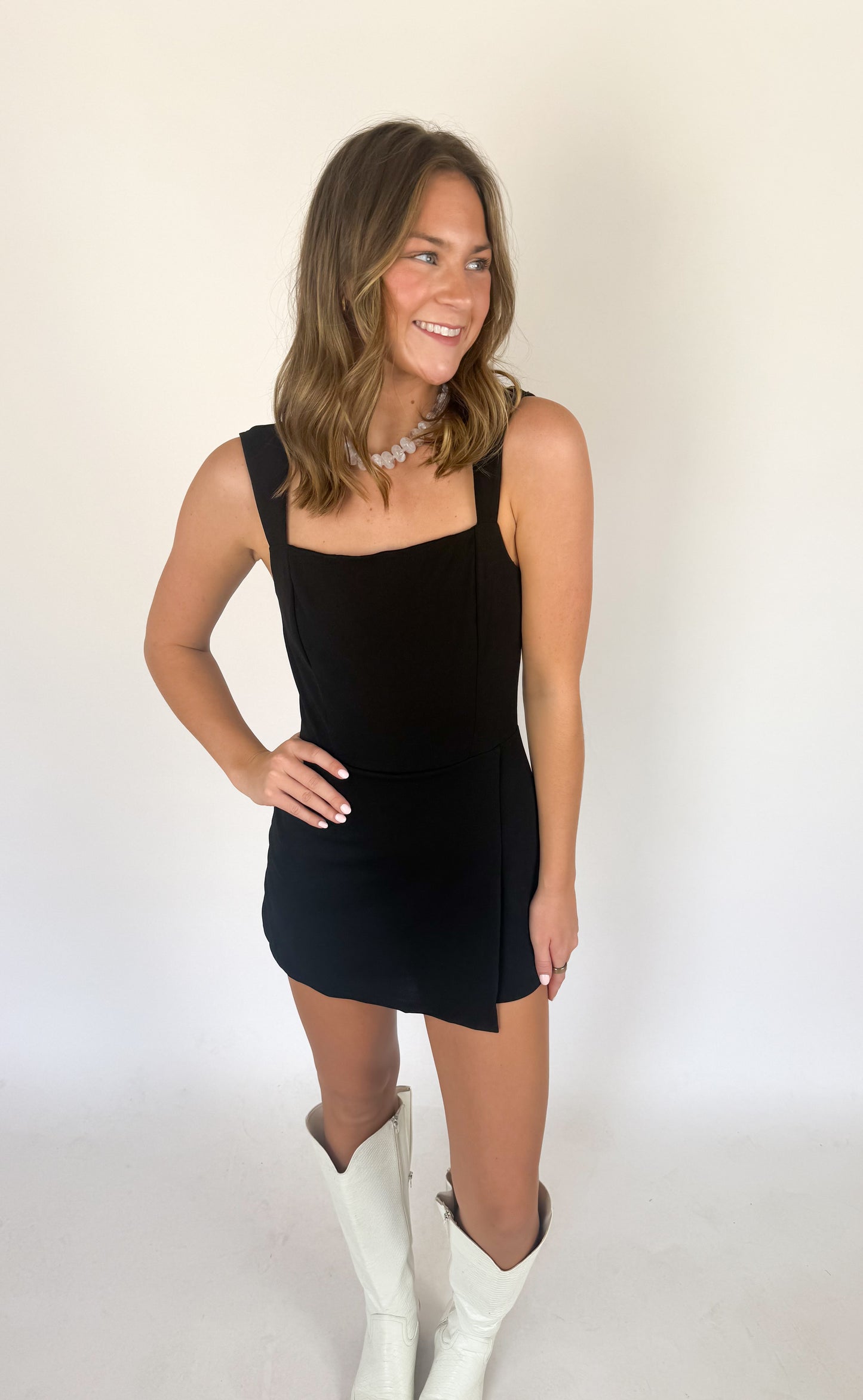Square Neck Black Romper