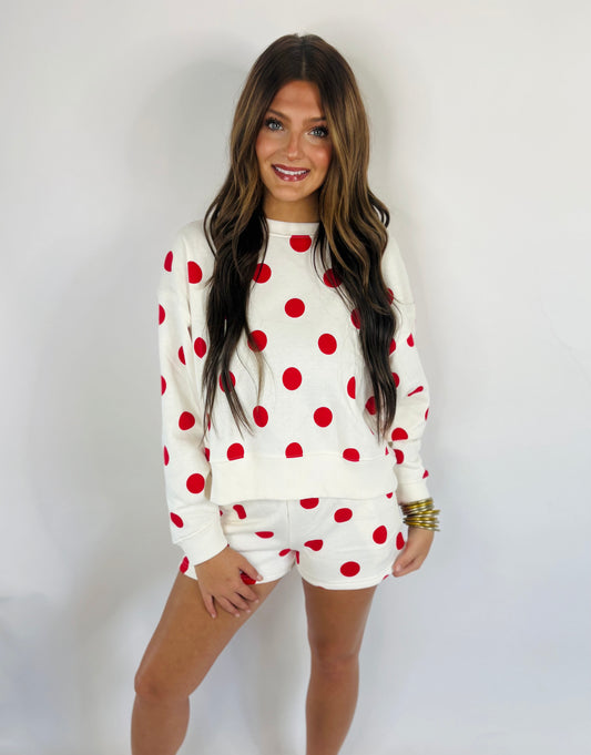 Polka Dot Shorts Set-Red