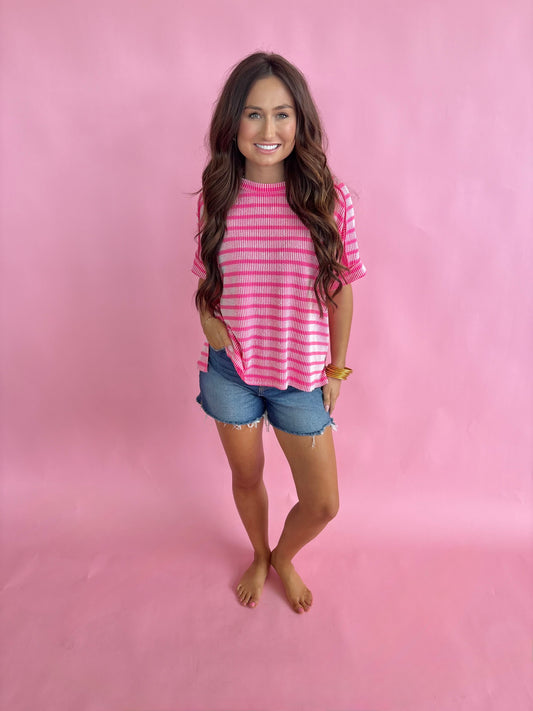 Zenana Stripe Top - Pink