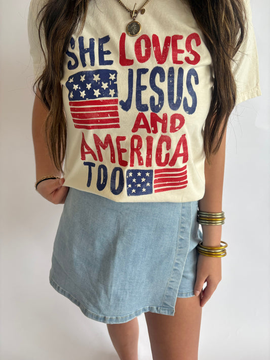 Loves Jesus + America Tee