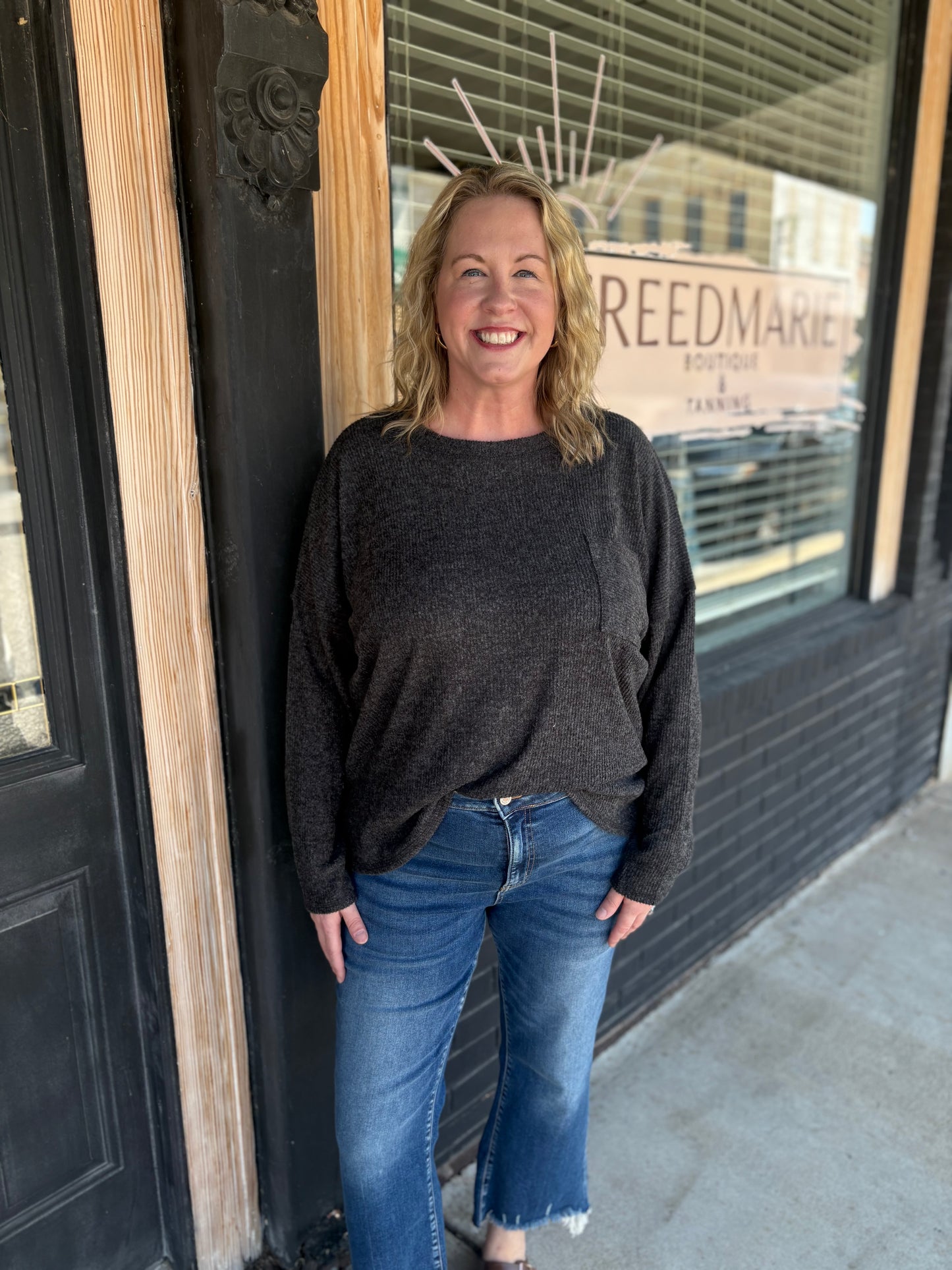 Plus Dark Gray Pocket top