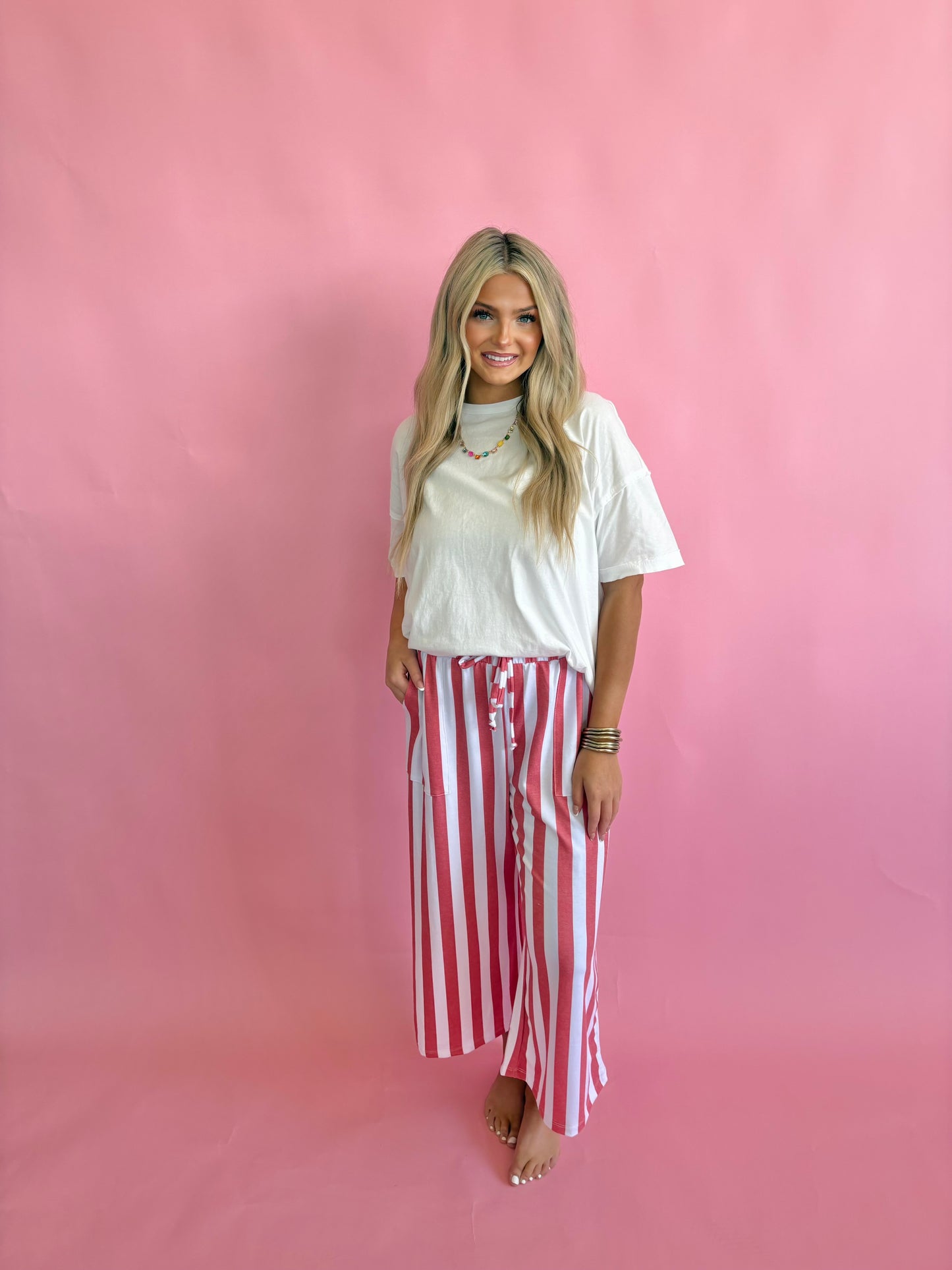 Red/Ivory Stripe Pant