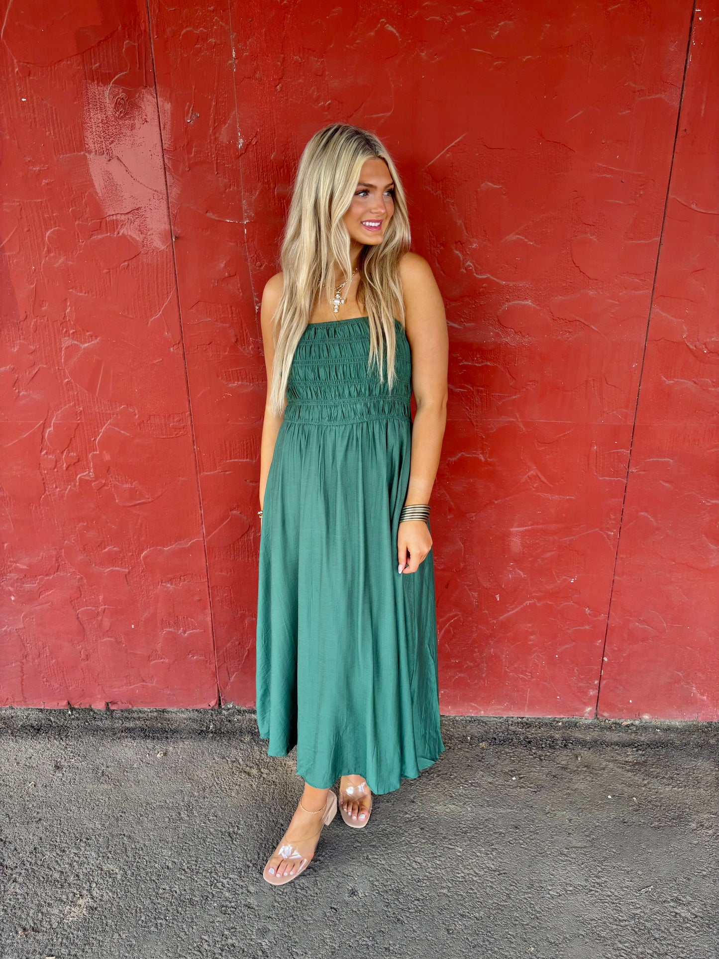 Spaghetti Strap Midi(Green)