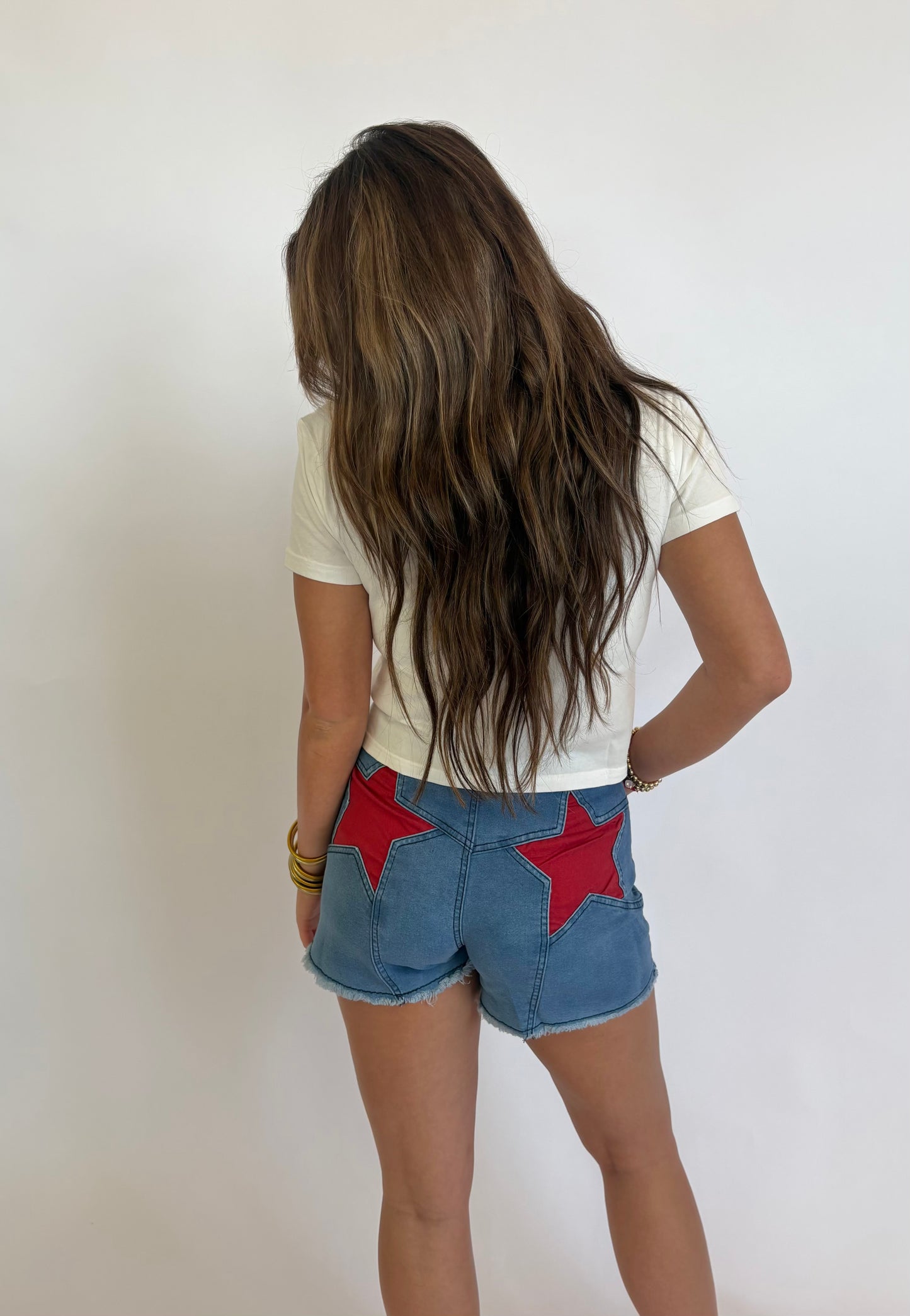 Denim Shorts Red Star