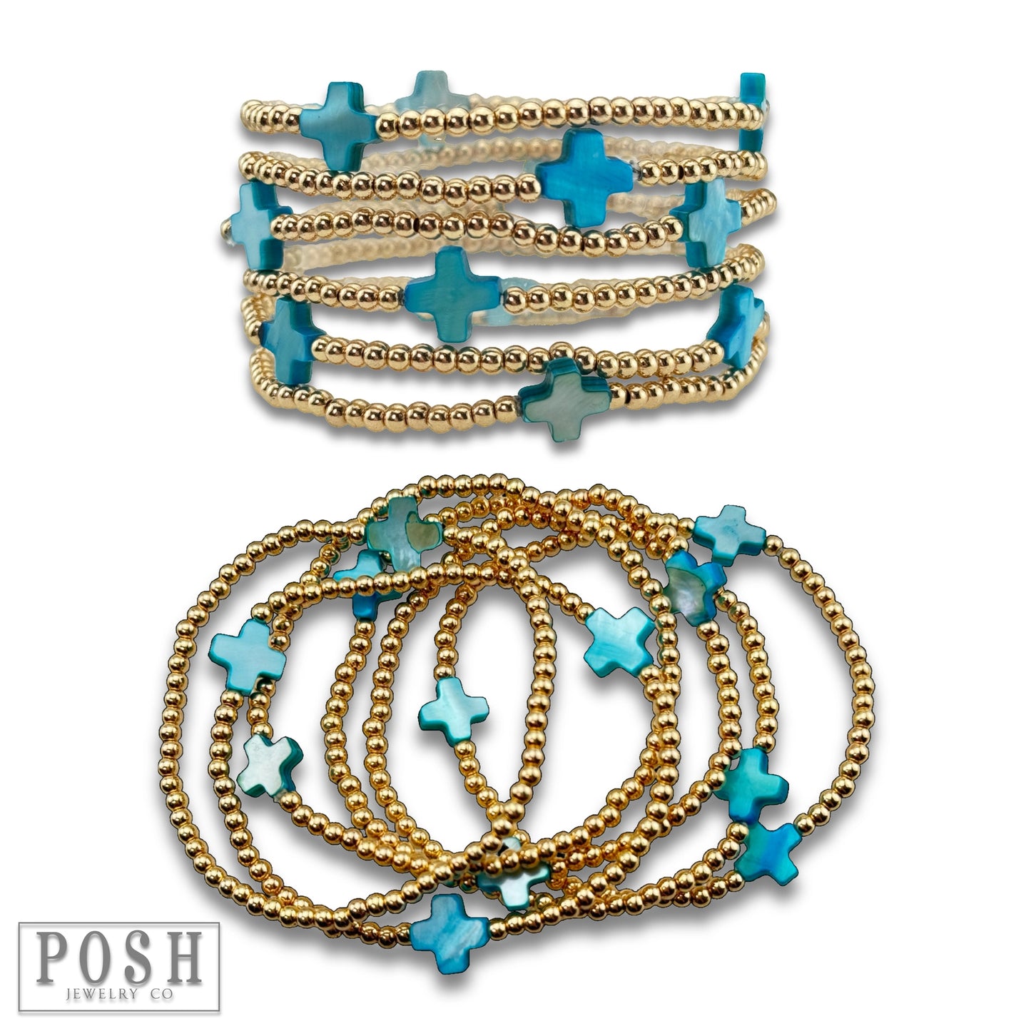 Cross Bracelet Stack(Blue)