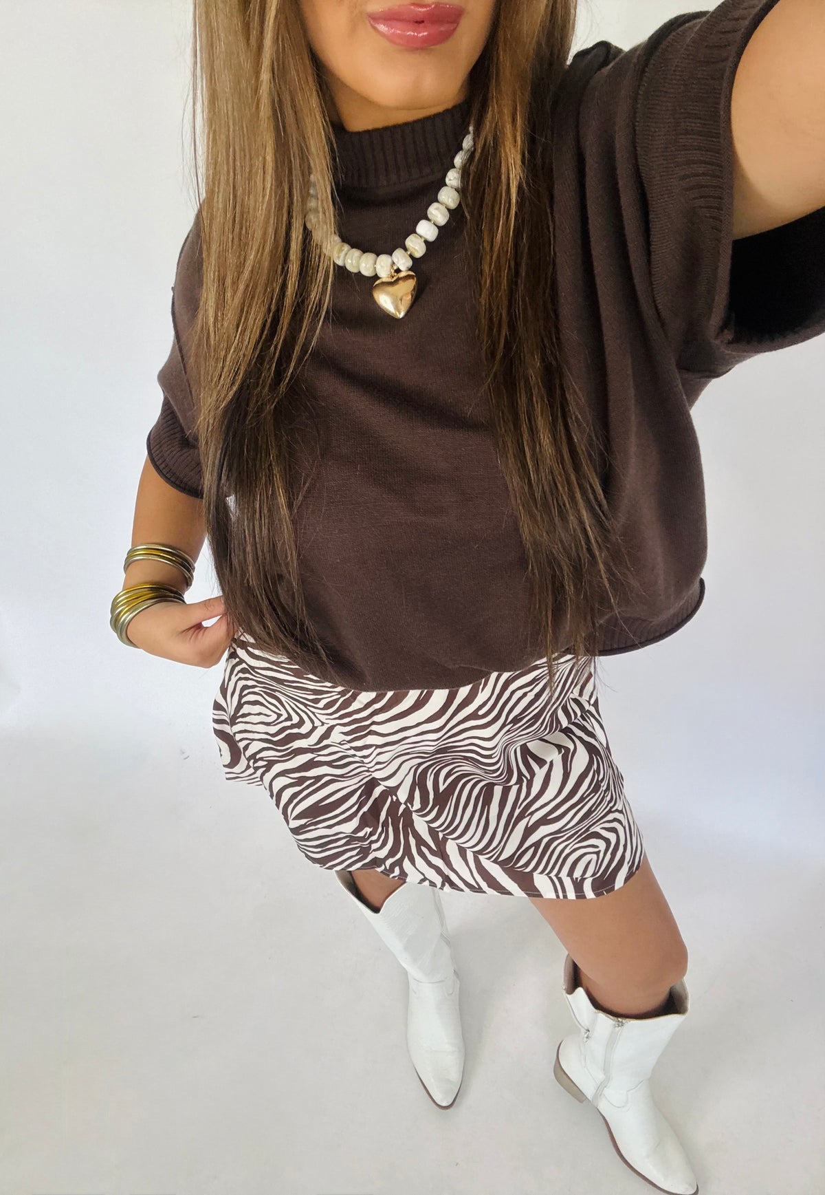 Relaxed CrewNeck Sweater-Brown